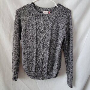 Perfectly Soft Perf. You SO Heritage Sweater Large Marled cable knit gray EUC